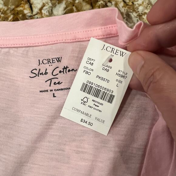 NWT J. Crew Fresh Bouquet Pink Vintage Slub Cotton V-Neck Tee - SIZE XL - Picture 8 of 10